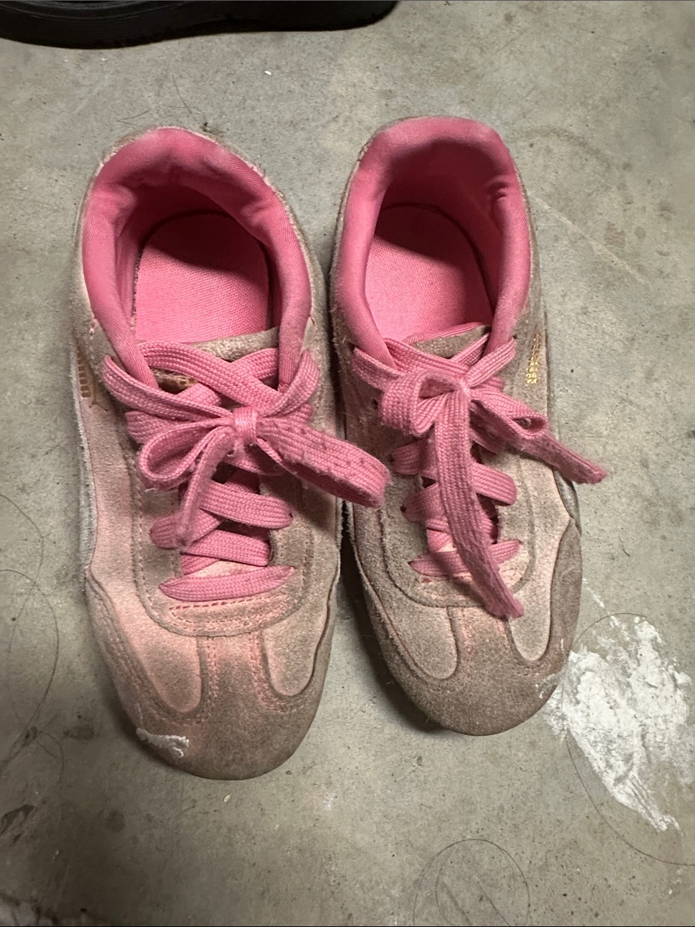 Girls puma Pink Suede Lace-Up Sneakers
